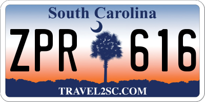 SC license plate ZPR616