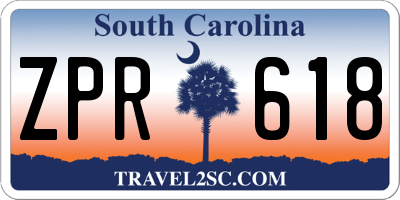 SC license plate ZPR618