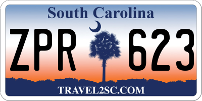 SC license plate ZPR623