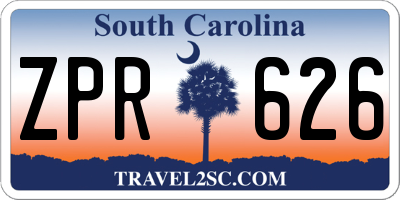 SC license plate ZPR626