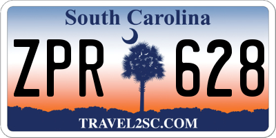 SC license plate ZPR628