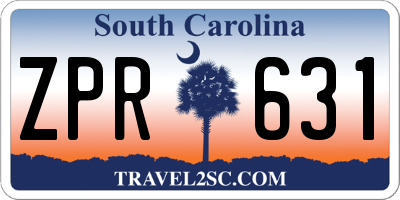SC license plate ZPR631