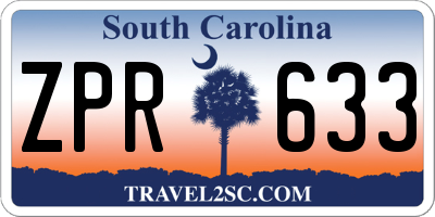 SC license plate ZPR633