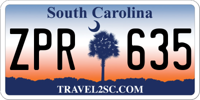 SC license plate ZPR635
