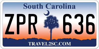 SC license plate ZPR636
