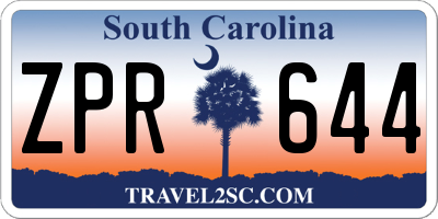 SC license plate ZPR644