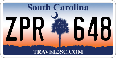 SC license plate ZPR648