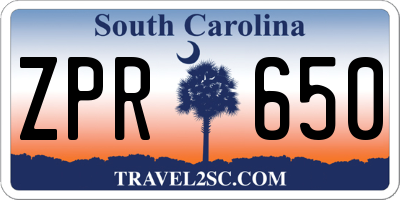 SC license plate ZPR650