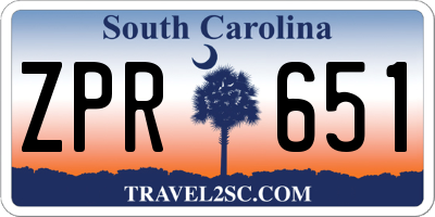 SC license plate ZPR651
