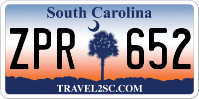 SC license plate ZPR652