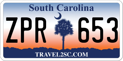 SC license plate ZPR653