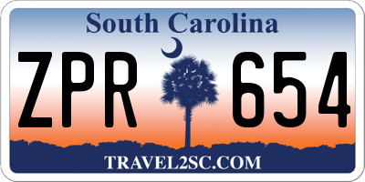 SC license plate ZPR654