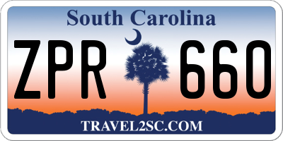 SC license plate ZPR660