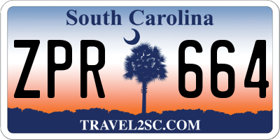 SC license plate ZPR664