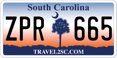 SC license plate ZPR665