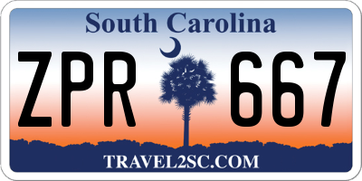SC license plate ZPR667