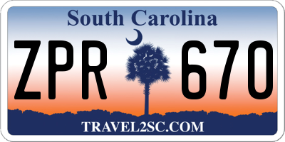 SC license plate ZPR670
