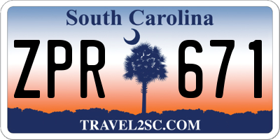 SC license plate ZPR671