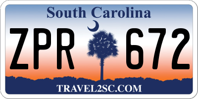 SC license plate ZPR672
