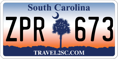 SC license plate ZPR673