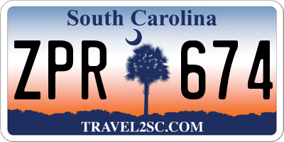SC license plate ZPR674