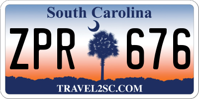 SC license plate ZPR676