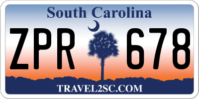 SC license plate ZPR678