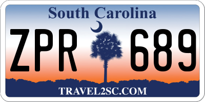 SC license plate ZPR689