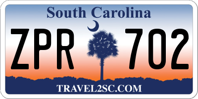 SC license plate ZPR702