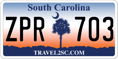 SC license plate ZPR703