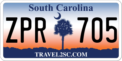 SC license plate ZPR705