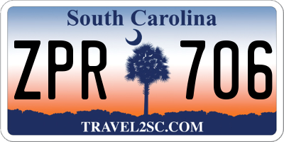 SC license plate ZPR706