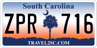 SC license plate ZPR716
