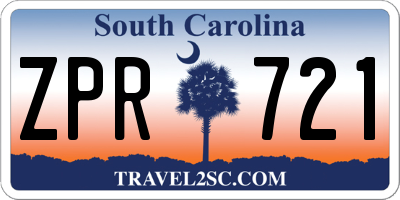 SC license plate ZPR721