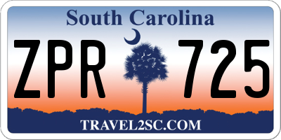 SC license plate ZPR725