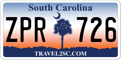 SC license plate ZPR726
