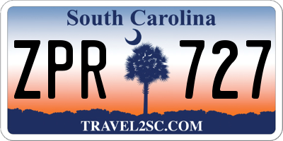 SC license plate ZPR727