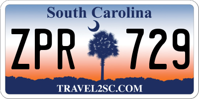SC license plate ZPR729