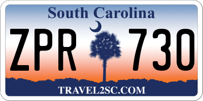 SC license plate ZPR730