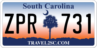 SC license plate ZPR731