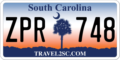 SC license plate ZPR748