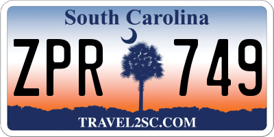 SC license plate ZPR749