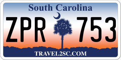 SC license plate ZPR753