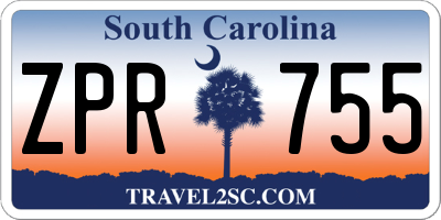 SC license plate ZPR755