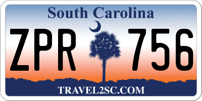 SC license plate ZPR756