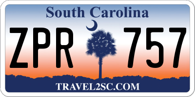 SC license plate ZPR757