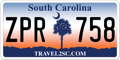 SC license plate ZPR758