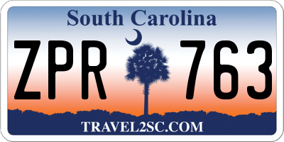SC license plate ZPR763