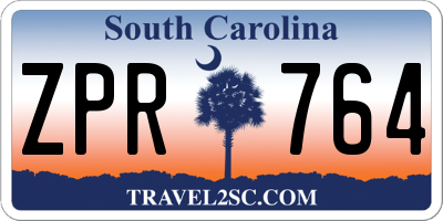 SC license plate ZPR764