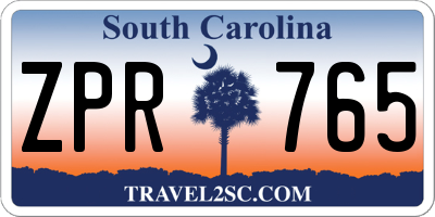 SC license plate ZPR765
